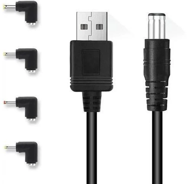Alt view image 2 of 2 - FOR USB to DC 5.5x2.1mm Barrel Jack Center Pin Positive Power Cable Cord with 4 connectors5.5x2.5, 4.0x1.7, 3.5x1.35, 2.5x0