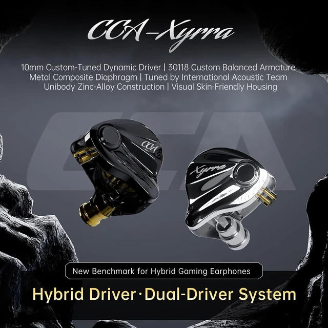 Alt view image 11 of 14 - CCA Xyrra Dual Driver in-Ear Monitor Headphones,1DD+1BD HiFi IEM Earphones,Wired Gaming Earbuds for Gamers Musicians