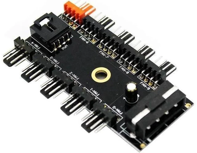 Alt view image 7 of 12 - Computer/Pc Case Fan Controller Power Cable 1 Female to 10 Male 4Pin Fan Hub Splitter Cable For PWM Cooling Fan