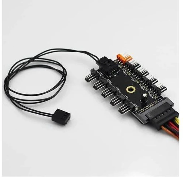 Alt view image 8 of 12 - Computer/Pc Case Fan Controller Power Cable 1 Female to 10 Male 4Pin Fan Hub Splitter Cable For PWM Cooling Fan
