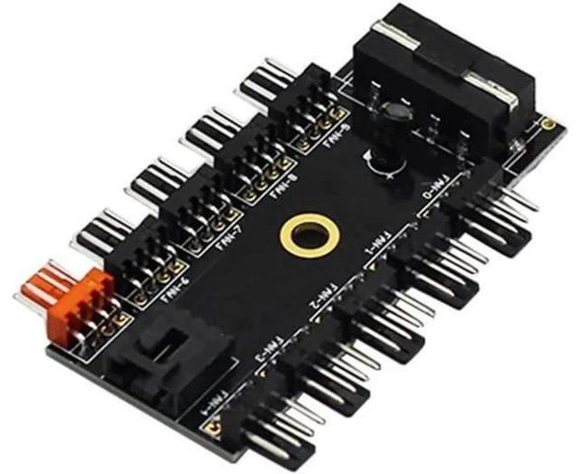 Alt view image 10 of 12 - Computer/Pc Case Fan Controller Power Cable 1 Female to 10 Male 4Pin Fan Hub Splitter Cable For PWM Cooling Fan
