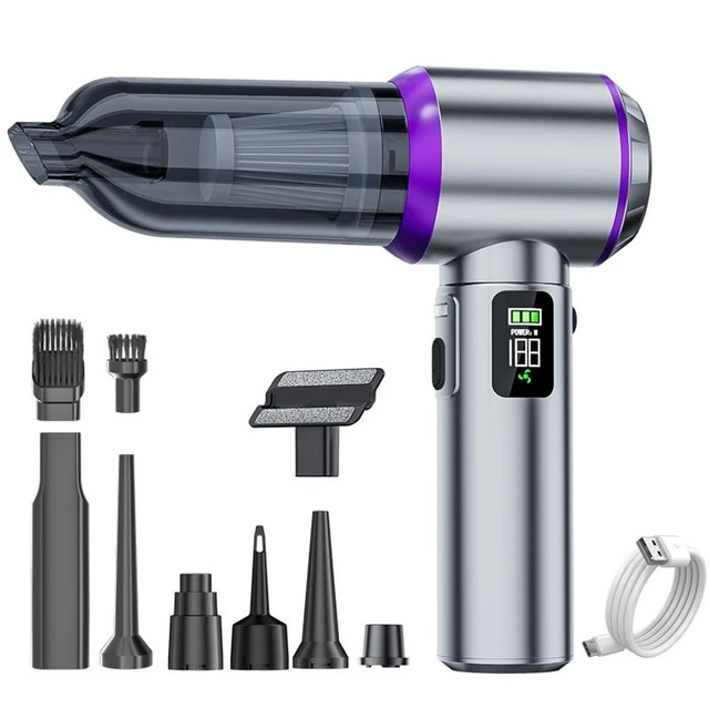 Alt view image 8 of 14 - ST-6704 ST-6703 Cordless Vacuum Cleaner, Brushless Motor, LED Battery Display, Handheld Blower & Suction, Portable for Car & Home Dust Removal ST-6703BPlus - Silver Purple 11.1V-17000pa