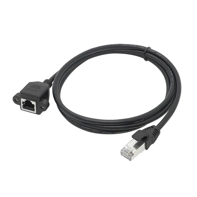 Alt view image 2 of 2 - 15CM RJ45 Short Cable Male To Female Screw Panel Mount Ethernet LAN Network Extension Cable Rj45 Female To Male Cable (150CM)