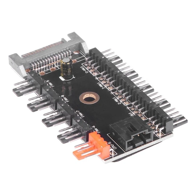 Alt view image 9 of 9 - 10 Ports Chassis Fan Hub CPU Cooling HUB 12V 4 Pin Fan Controller 1 Female to 10 Male PWM Fan Hub SATA Adapter For Desktop PC