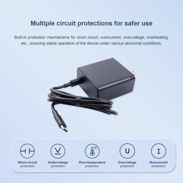 Alt view image 11 of 14 - Orange Pi Official PD 100W Type-C Power Supply US Plug for Orange Pi 6 Plus, 20V5A Multiple Circuit Protection Power Adapter