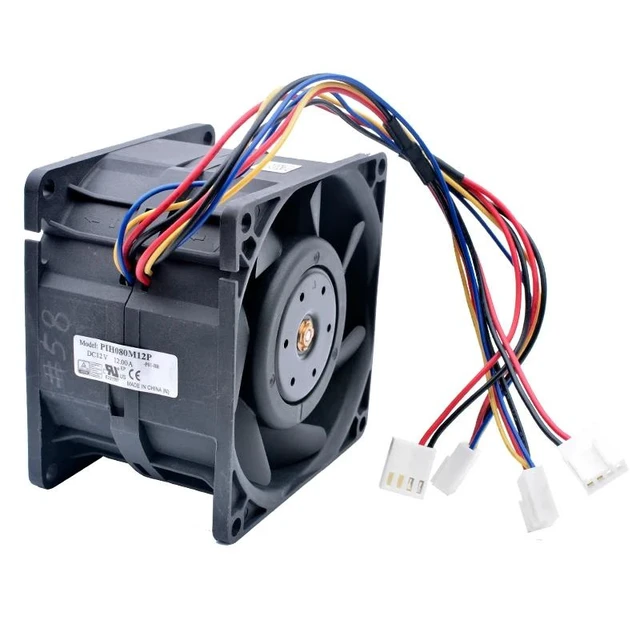 Alt view image 5 of 8 - PIH080M12P 80mm fan 80x80x56mm DC12V 12.00A 4 wires 4pin Ultra-high-speed and high-pressure cooling fan for server chassis