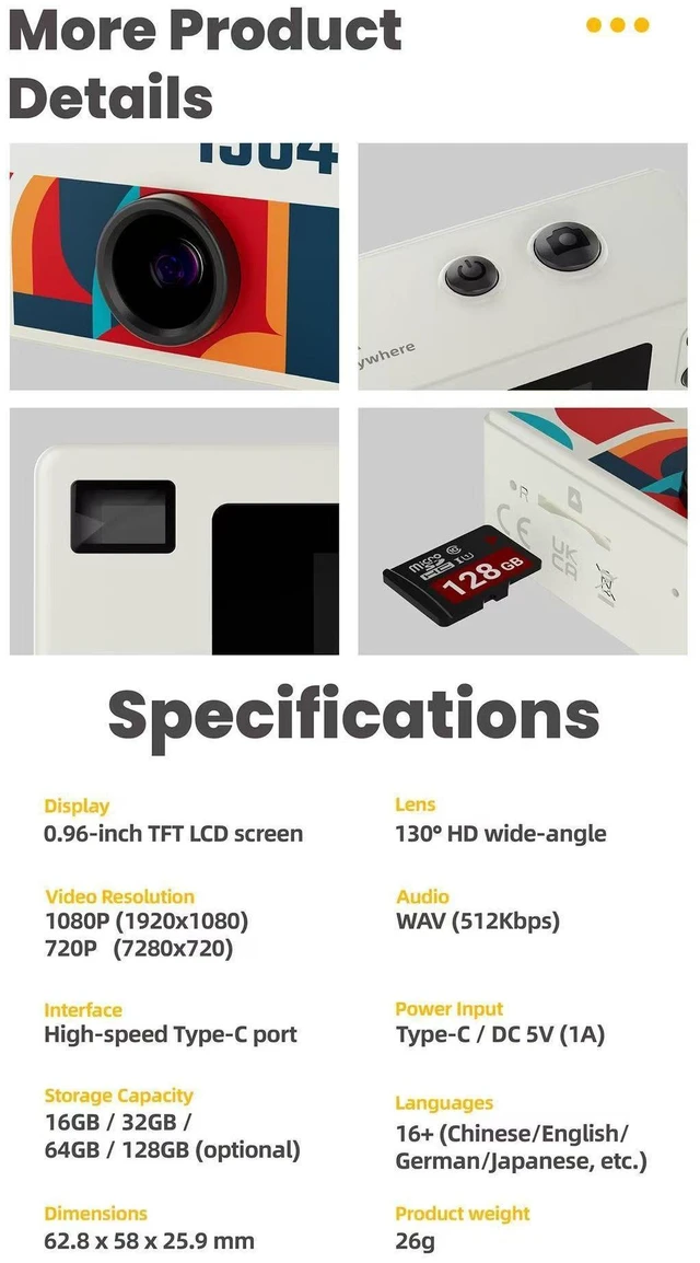 Alt view image 13 of 14 - Mini Retro Camera for Students Portable Small Camera, Backpack Keychain, Photo & Video Recording
