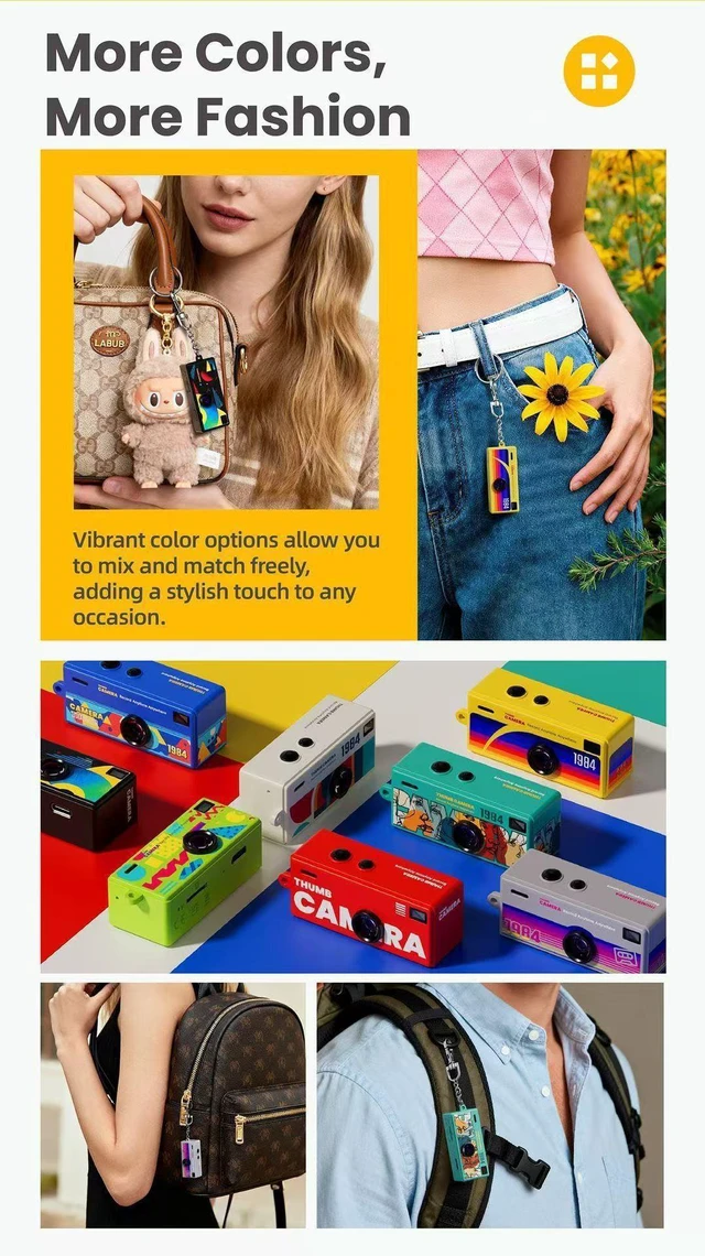 Alt view image 14 of 14 - Mini Retro Camera for Students Portable Small Camera, Backpack Keychain, Photo & Video Recording