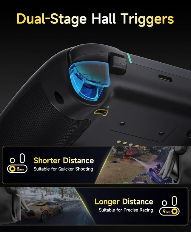 Alt view image 11 of 14 - EasySMX X05Pro Wireless PC Controller Quiet-Press Buttons, 2-Stage Impulse Triggers, 2 Programmable Buttons, Hall Joysticks, 1000mAh Battery, 1000Hz Polling Gaming Controller for PC/Switch/Android/i
