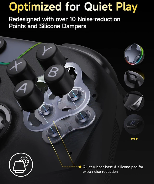 Alt view image 12 of 14 - EasySMX X05Pro Wireless PC Controller Quiet-Press Buttons, 2-Stage Impulse Triggers, 2 Programmable Buttons, Hall Joysticks, 1000mAh Battery, 1000Hz Polling Gaming Controller for PC/Switch/Android/i