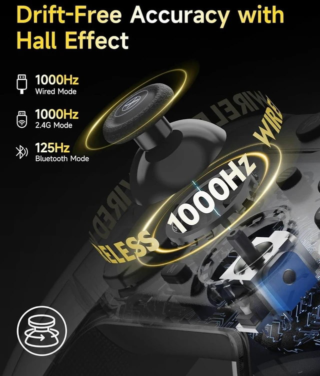 Alt view image 13 of 14 - EasySMX X05Pro Wireless PC Controller Quiet-Press Buttons, 2-Stage Impulse Triggers, 2 Programmable Buttons, Hall Joysticks, 1000mAh Battery, 1000Hz Polling Gaming Controller for PC/Switch/Android/i