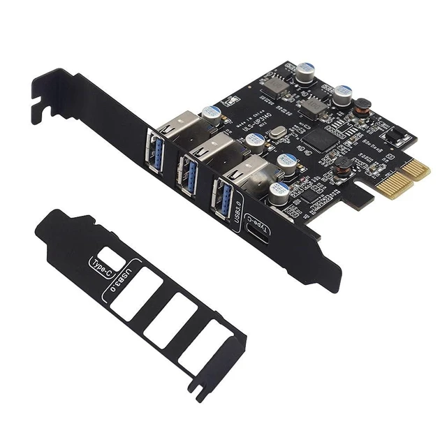 Alt view image 6 of 12 - PCI-E to USB 3.0 4 Ports(1 X USB-C - 3 X USB-A) Expansion Card, PCI Express USB Add in Expansion Card, Internal USB3 Hub for Desktop PC Host Card Support Windows 10/8/7/XP and MAC OS 10.8.2 Above