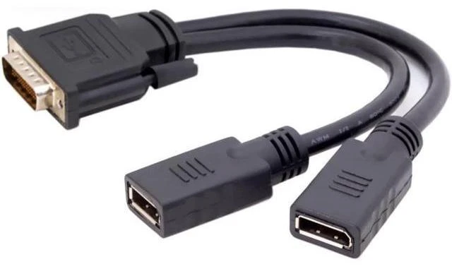 Alt view image 6 of 6 - Dpisplayport DP Dual to DMS-59Pin Cable DMS-59Pin Male to Dual DP Displayport Female Splitter Cord for PC Graphics Card 25cm