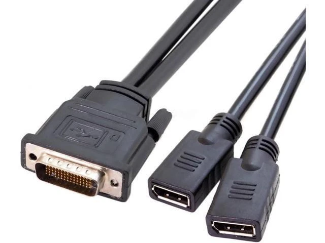 Alt view image 4 of 6 - Dpisplayport DP Dual to DMS-59Pin Cable DMS-59Pin Male to Dual DP Displayport Female Splitter Cord for PC Graphics Card 25cm