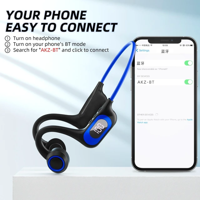 Alt view image 10 of 14 - AKZ-G3 Wireless Open-Ear Headphones Air Conduction Tech, Bluetooth, for Running, Sports, Outdoor black
