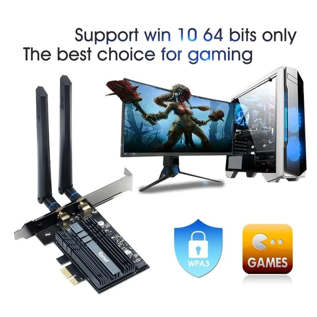 Alt view image 9 of 10 - 3000Mbps PCI-e Wireless Adapter Intel AX210 wifi 6E Wlan Card Bluetooth 5.2 Dual Band 2.4GHz/5GHz MU-MIMO AX200NGW 802.11ax