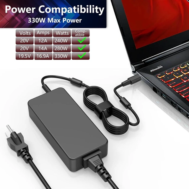 Alt view image 13 of 14 - 330W USB Tip AC Charger for MSI Raider GE68HX GE78 GE76 GE67 GE66 WE76 GE67HX Vector GP76 GP66 GP66HX Leopard Titan GT77 Laptop Power Supply Adapter Cord