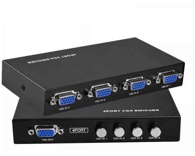 Alt view image 7 of 9 - VGA Switch 4 Port 4 in 1 Out VGA Switcher Box for 4 Computers Share 1 Monitor, 1080P HD VGA Video Selector for Desktop Laptop TV Projector