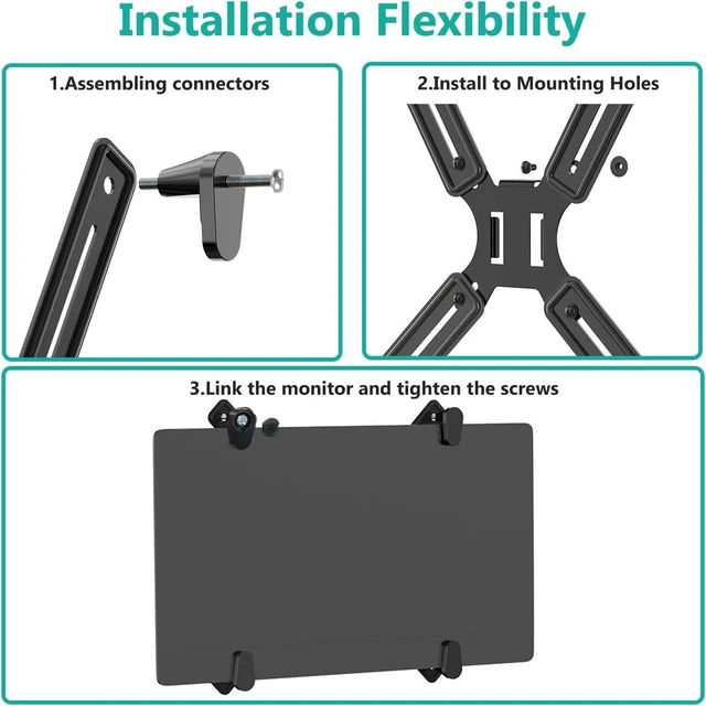 Alt view image 8 of 12 - Adapter for Monitors Without VESA Holes 22-27 Inch, No-Drill Clamp Mount, Universal Bracket Kit