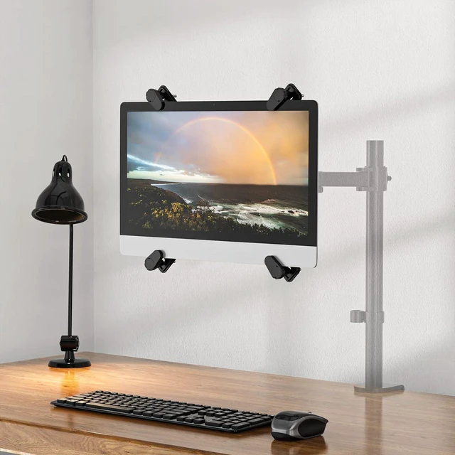 Alt view image 11 of 12 - Adapter for Monitors Without VESA Holes 22-27 Inch, No-Drill Clamp Mount, Universal Bracket Kit