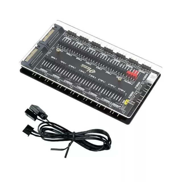 Alt view image 11 of 12 - 16-Port ARGB Hub 5V 3-Pin, PWM Fan Hub, Motherboard Sync, AURA RGB, for PC Case