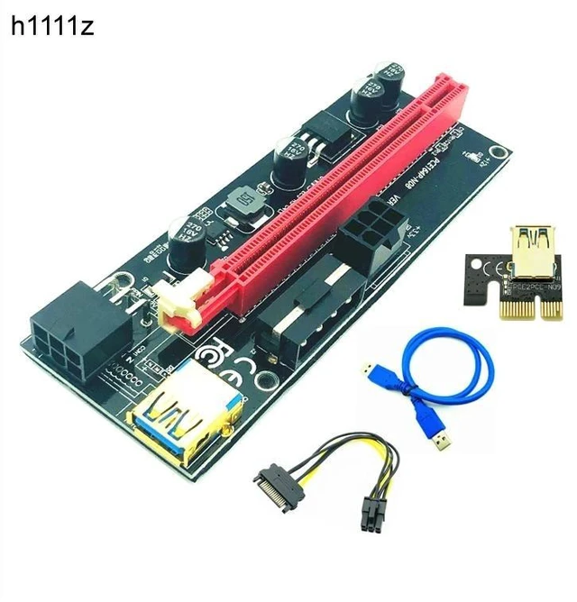 Alt view image 13 of 13 - PCI-E pcie Riser 009 Express 1X 4x 8x 16x Extender PCI E USB Riser 009S GPU Dual 6Pin Adapter Card SATA 15pin for BTC Miner