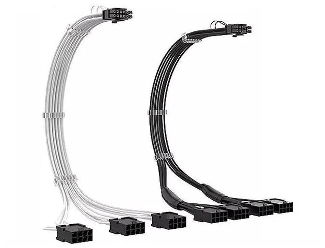 Alt view image 10 of 14 - 16-Pin PCIe 5.0 GPU Power Extension Cable 12+4-Pin, for RTX 3090 Ti / 4090 / 40 Series Zero degree 12 + 4 converted to 2x8P line black