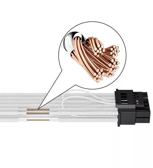 Alt view image 12 of 14 - 16-Pin PCIe 5.0 GPU Power Extension Cable 12+4-Pin, for RTX 3090 Ti / 4090 / 40 Series Zero degree 12 + 4 converted to 2x8P line black