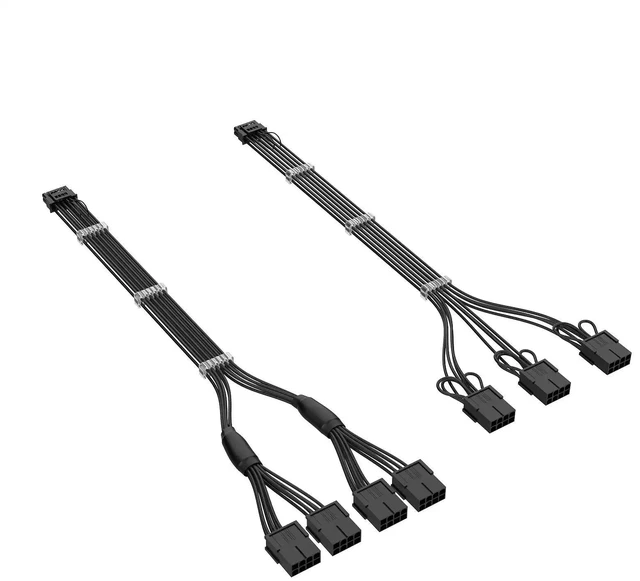 Alt view image 11 of 14 - 16-Pin PCIe 5.0 GPU Power Extension Cable 12+4-Pin, for RTX 3090 Ti / 4090 / 40 Series Zero degree 12 + 4 converted to 2x8P line black