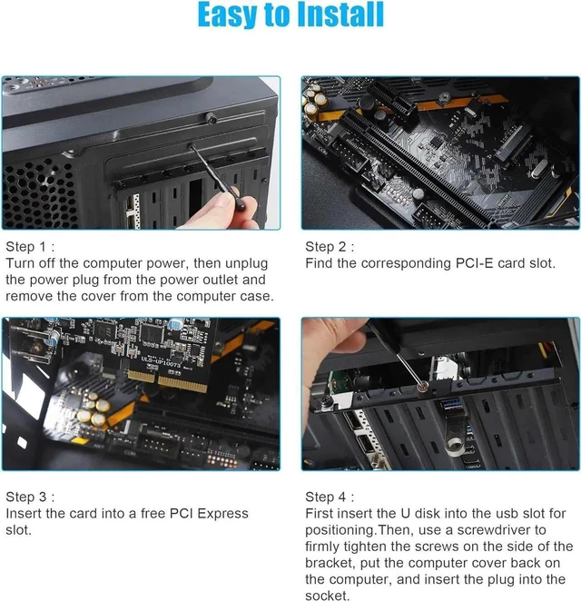 Alt view image 11 of 14 - 7 Ports PCI-E to USB 3.2 Gen 2 Expansion Card, 10Gbps High Speed USB3.2 PCI-E X4 X8 X16 Adapter, Internal USB3.2 Hub Converter for Desktop PC, (3X USB C - 4X USB A)