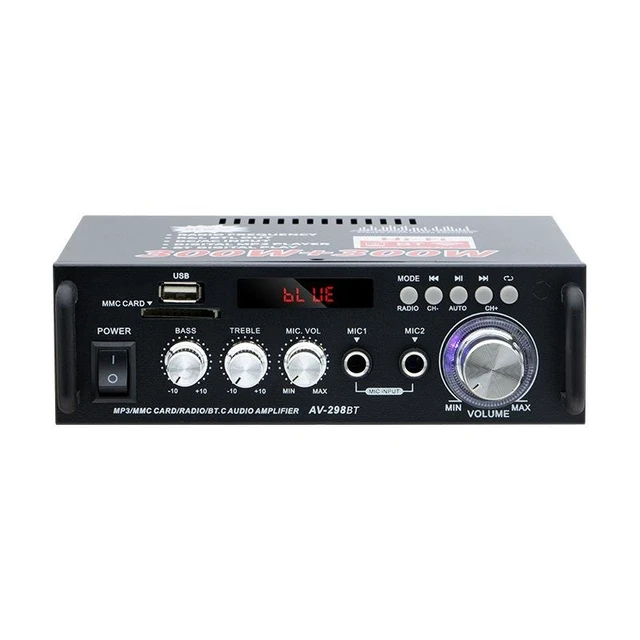 Alt view image 12 of 12 - Mini Bluetooth Amplifier USB/SD/TF Card, FM Radio, 12V/220V Power, Home/Car Stereo Amp - US standard flat plug, 110V