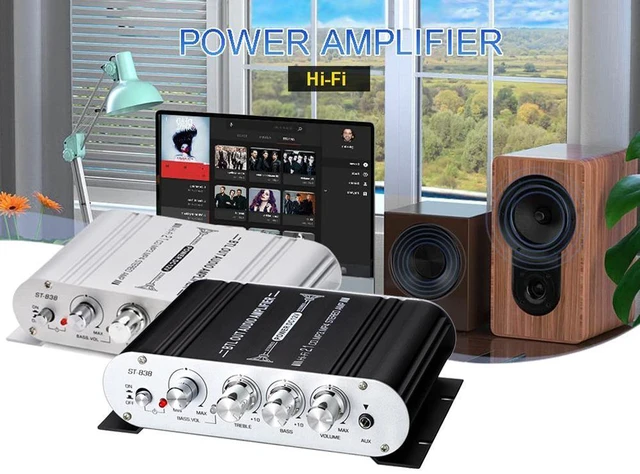 Alt view image 12 of 14 - Mini 2.1 Bluetooth Power Amplifier Digital Subwoofer Amp, Bookshelf Speaker Stereo Receiver for Home white+ US standard power supply