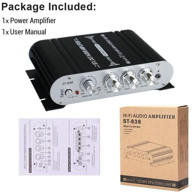 Alt view image 13 of 14 - Mini 2.1 Bluetooth Power Amplifier Digital Subwoofer Amp, Bookshelf Speaker Stereo Receiver for Home white+ US standard power supply