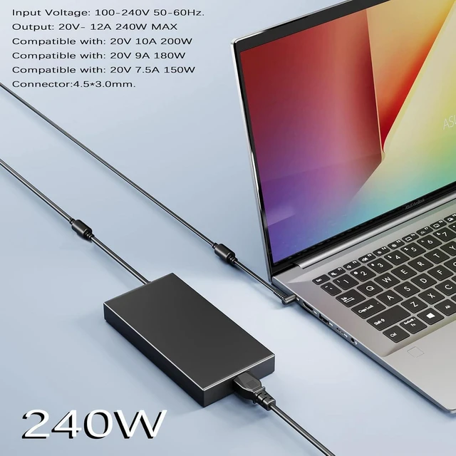 Alt view image 14 of 14 - 240W 200W AC Charger for MSI Katana 15 17 Pulse 15 17 B13V B13VF B13VGK B13VEK B13VGK-484US B13VEK-277US B12V B12VFK B12VGK B12VEK GF66 GF76 12UE 12UGS 12UG GL66 GL76 11UDK 12UGK 12UEK Laptop