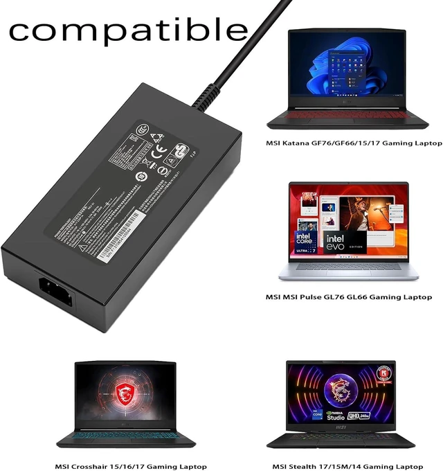 Alt view image 11 of 14 - 240W 200W AC Charger for MSI Katana 15 17 Pulse 15 17 B13V B13VF B13VGK B13VEK B13VGK-484US B13VEK-277US B12V B12VFK B12VGK B12VEK GF66 GF76 12UE 12UGS 12UG GL66 GL76 11UDK 12UGK 12UEK Laptop