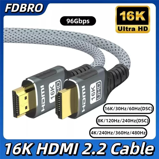 Alt view image 11 of 12 - 16K HDMI 2.2 Cable 16K@30Hz / 60Hz High-Speed HDMI Cord, Universal Compatibility with HDMI Interface Devices, Screen Mirroring Support, Gold-Plated Connectors, for TV, Monitor, Projector, PS5, Xbox