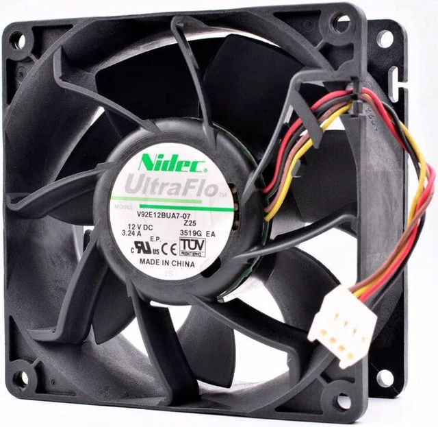 Alt view image 6 of 8 - Nidec 9cm 9038 V92E12BUA7-07 12V 3.24A high air volume booster cooling fan