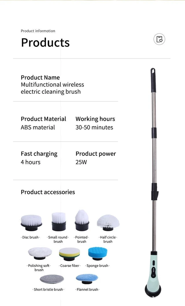 Alt view image 13 of 14 - Electric Spin Scrubber, Cordless Power Cleaning Brush for Kitchen Bathroom Floor Tile, Multi-Function Handheld Cleaner Tool white 3-in-1