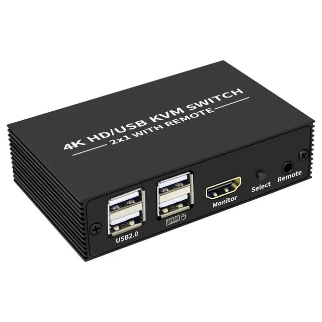 Alt view image 7 of 12 - 2 Port HDMI KVM Switch 2 in 1 out 4K 30Hz HDMI USB Switcher 2x1 KVM Switch for 2 PC Sharing Keyboard Mouse Monitor for PC Loptop