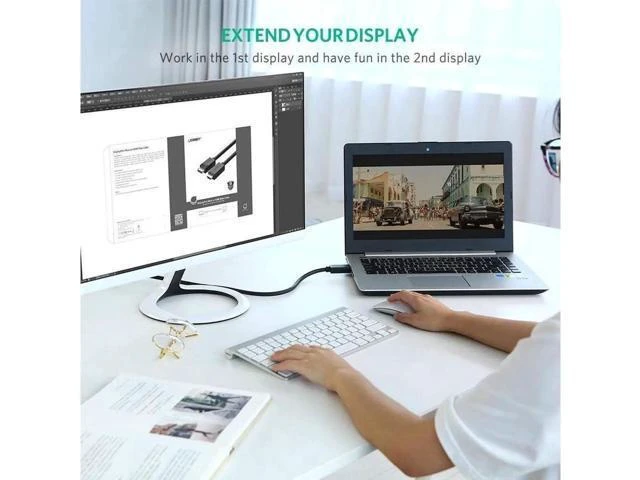 Alt view image 11 of 14 - UGREEN 4K UHD DP to HDMI Cable Male to Male Displayport to HDMI Video Cable DisplayPort to HDTV Monitor Cable Support Audio for HP ,HTC VIVE Virtual Reality System and DP Enabled Devices 15FT