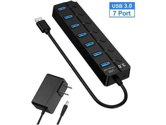Alt view image 8 of 14 - USB hub 3.0,7-Port USB Hub,VEMONT USB Splitter with Individual On/Off Switches and Lights, USB3.0 Extension for Laptop and PC Computer