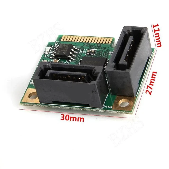 Alt view image 8 of 8 - Mini PCI-Express to 2 Ports SATA 3.0 Single Chip Expansion Adapter Card Mini PCIe to dual SATA add on card