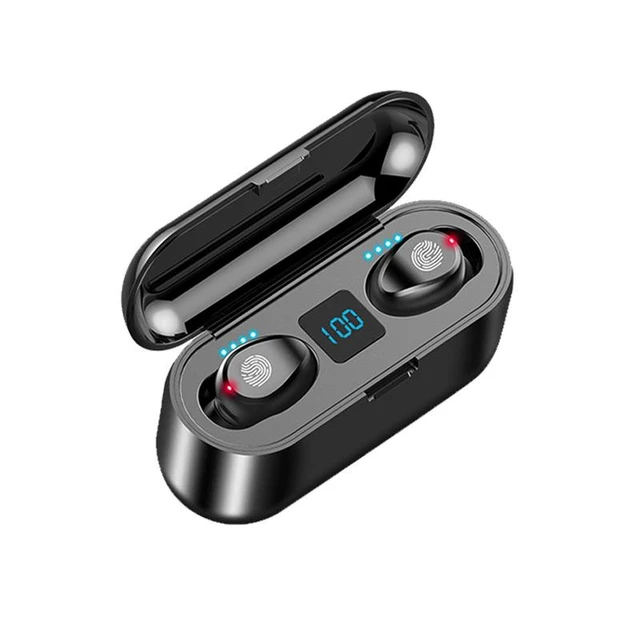 Alt view image 8 of 14 - F9 Bluetooth Earbuds Touch Control, LED Power Display Wireless Headphones, Hi-Fi Bass Stereo, Noise Cancelling Mic, Long Battery Life In-Ear