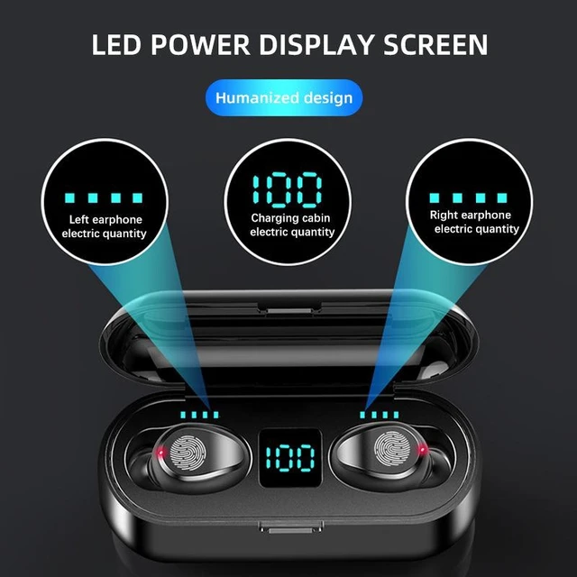 Alt view image 10 of 14 - F9 Bluetooth Earbuds Touch Control, LED Power Display Wireless Headphones, Hi-Fi Bass Stereo, Noise Cancelling Mic, Long Battery Life In-Ear