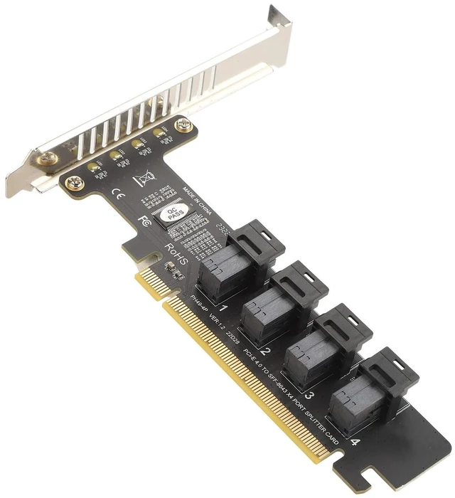 Alt view image 6 of 10 - U.2 PCIE Expansion Card, PCIE to U.2 Adapter Card, PCIE X16 to 4 Port U.2 NVME SFF-8643/8639 Expansion Cards with LED Indicator PCIE 4.0 Card PH49-4P