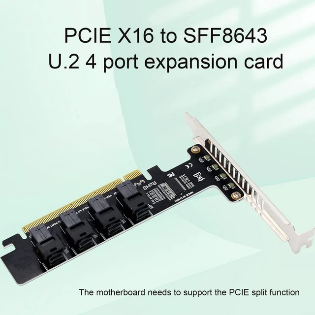 Alt view image 7 of 10 - U.2 PCIE Expansion Card, PCIE to U.2 Adapter Card, PCIE X16 to 4 Port U.2 NVME SFF-8643/8639 Expansion Cards with LED Indicator PCIE 4.0 Card PH49-4P