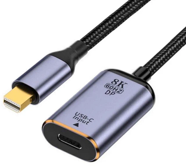 Alt view image 11 of 12 - USB C to Mini Displayport Cable,USB Type C Female Input to Mini Displayport 1.4 Male Output HDTV Cable 8K@60hz 4K@120hz for Tablet Phone Laptop