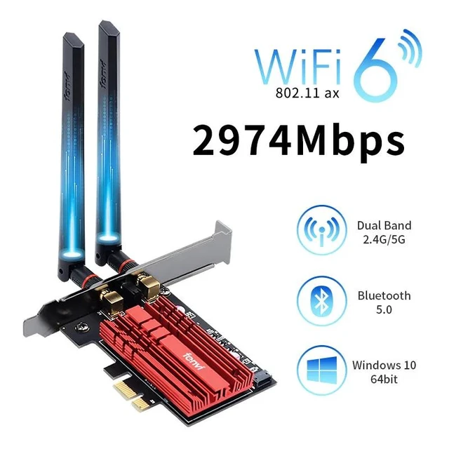 Alt view image 6 of 10 - Dual Band 2.4Gbps WiFi 6 AX200 Gigabit Network Card Pcie Wifi Bluetooth 5.0 Wireless Adapter For Pc Desktop Windows 10
