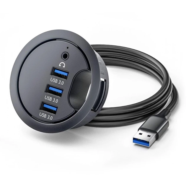 Alt view image 11 of 12 - USB 3.0 Hub Sound Card 3 Port USB 60mm Desk Grommet Splitter Dock Station Headphone Mic Audio Interface for Desktop PC