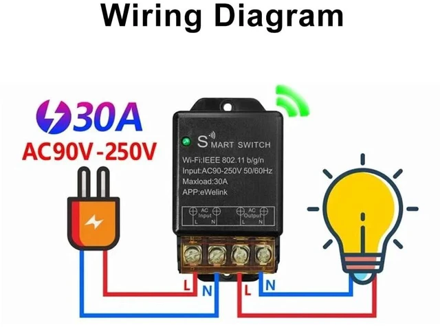 Alt view image 12 of 14 - Ewelink 30A Hight Power WiFi Smart Switch 110V/120V/240V, APP Remote with Timer, Wireless DIY Mode for Home Automation, Compatible with Alexa & Google Home